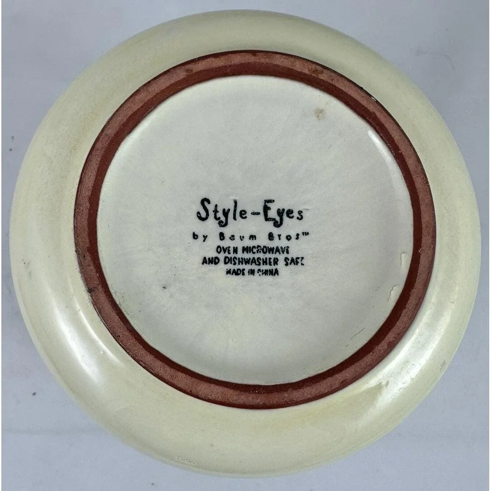 Style-Eyes By Baum Bros Utensil Crock Grape Writing  Ivory Blue Green Word Art